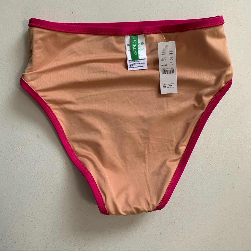 J Crew Pink High-Rise Bikini Bottom Size XS NWT Radiant Fuchsia Swimwear - Picture 8 of 15